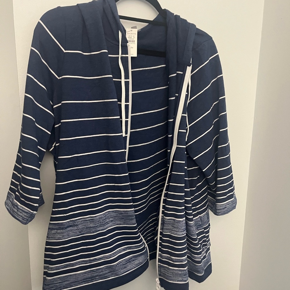Talbots Gradient Striped Blue Hoodie - NWT 3X Petite
